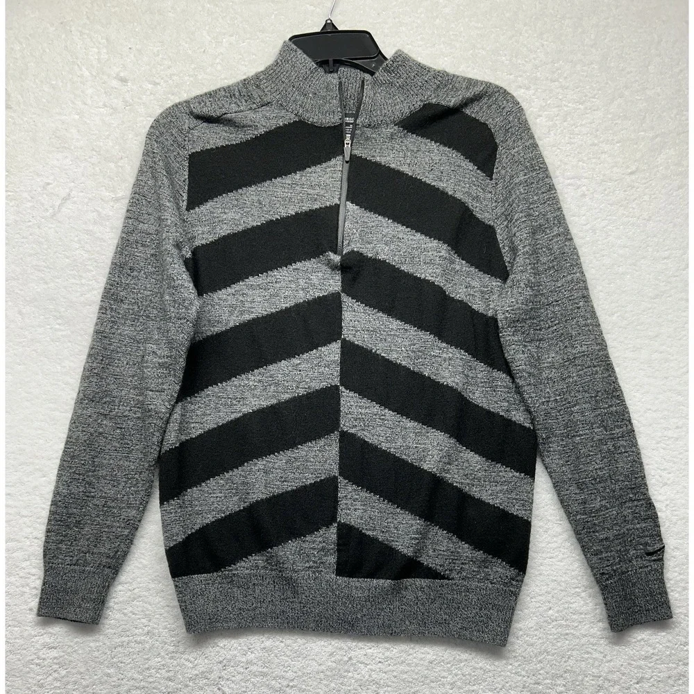 Nike Womens Size M Gray Long Sleeve 1/2 Zip Wool Blend Sweater (L8)